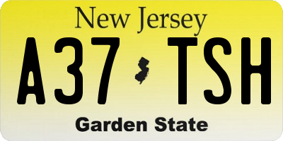NJ license plate A37TSH