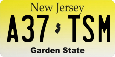 NJ license plate A37TSM