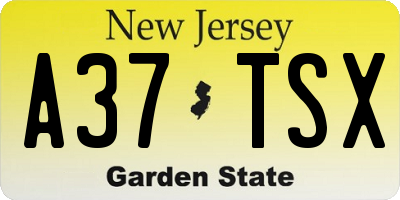 NJ license plate A37TSX