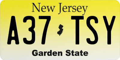 NJ license plate A37TSY