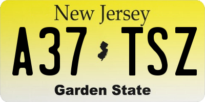 NJ license plate A37TSZ