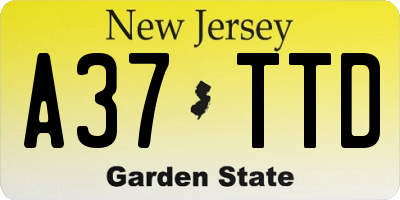NJ license plate A37TTD