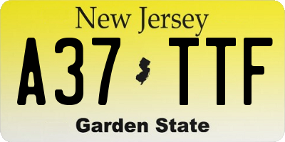 NJ license plate A37TTF