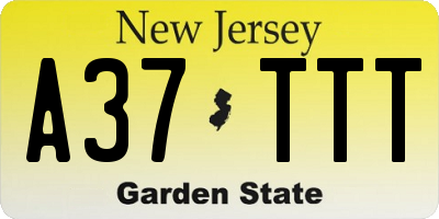 NJ license plate A37TTT