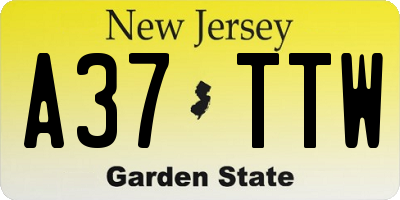 NJ license plate A37TTW