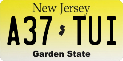 NJ license plate A37TUI