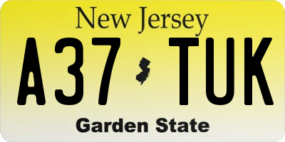 NJ license plate A37TUK