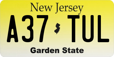 NJ license plate A37TUL