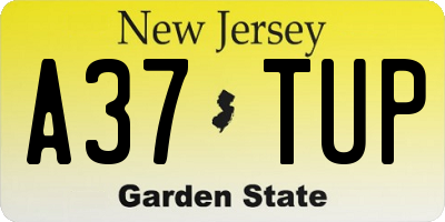 NJ license plate A37TUP