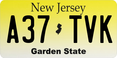 NJ license plate A37TVK