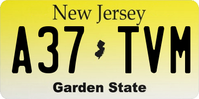 NJ license plate A37TVM