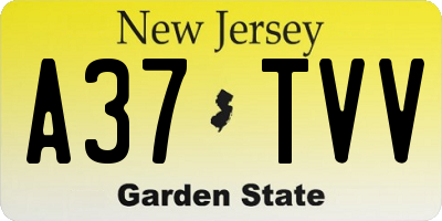 NJ license plate A37TVV