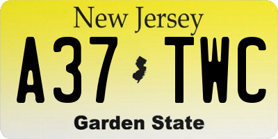NJ license plate A37TWC