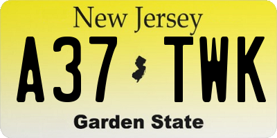NJ license plate A37TWK