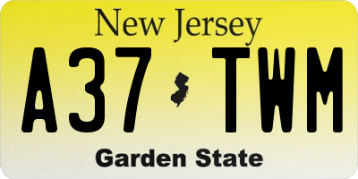 NJ license plate A37TWM