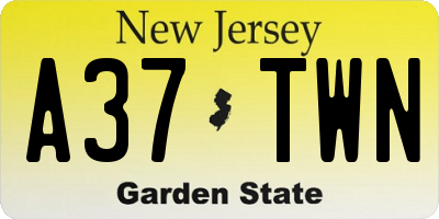 NJ license plate A37TWN