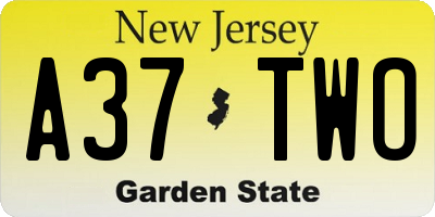 NJ license plate A37TWO