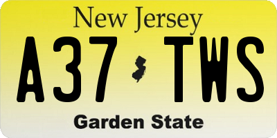 NJ license plate A37TWS