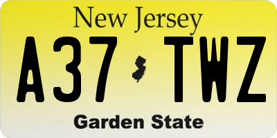 NJ license plate A37TWZ