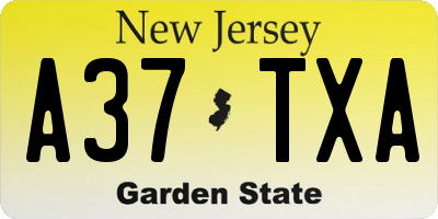 NJ license plate A37TXA