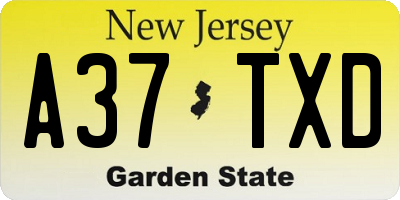 NJ license plate A37TXD