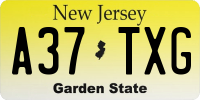 NJ license plate A37TXG