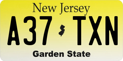 NJ license plate A37TXN