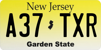 NJ license plate A37TXR