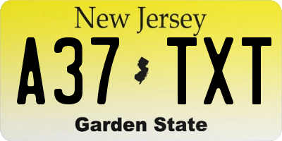 NJ license plate A37TXT