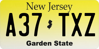 NJ license plate A37TXZ