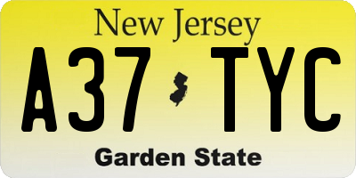 NJ license plate A37TYC