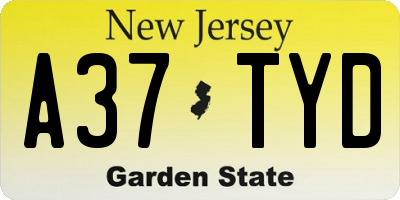 NJ license plate A37TYD