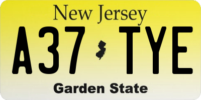 NJ license plate A37TYE