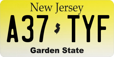 NJ license plate A37TYF