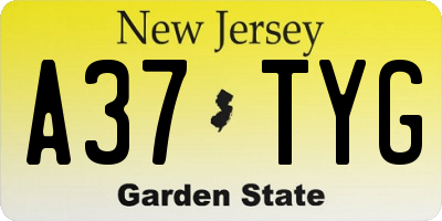 NJ license plate A37TYG
