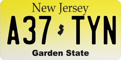 NJ license plate A37TYN
