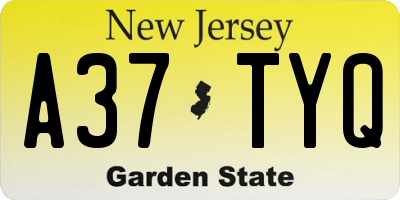 NJ license plate A37TYQ