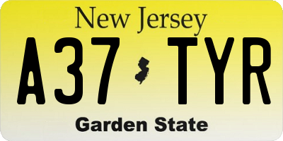 NJ license plate A37TYR