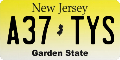 NJ license plate A37TYS