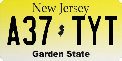 NJ license plate A37TYT