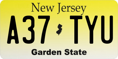 NJ license plate A37TYU