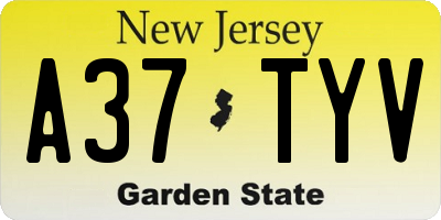 NJ license plate A37TYV