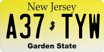 NJ license plate A37TYW