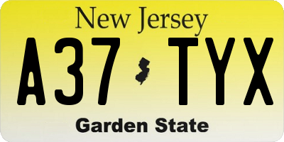 NJ license plate A37TYX