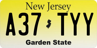 NJ license plate A37TYY