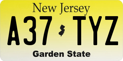 NJ license plate A37TYZ