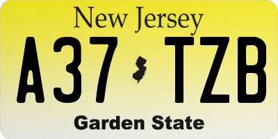 NJ license plate A37TZB