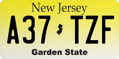 NJ license plate A37TZF