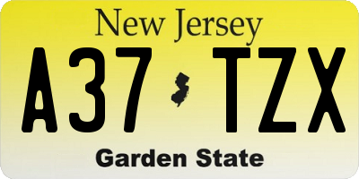 NJ license plate A37TZX