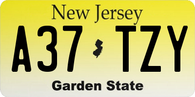 NJ license plate A37TZY